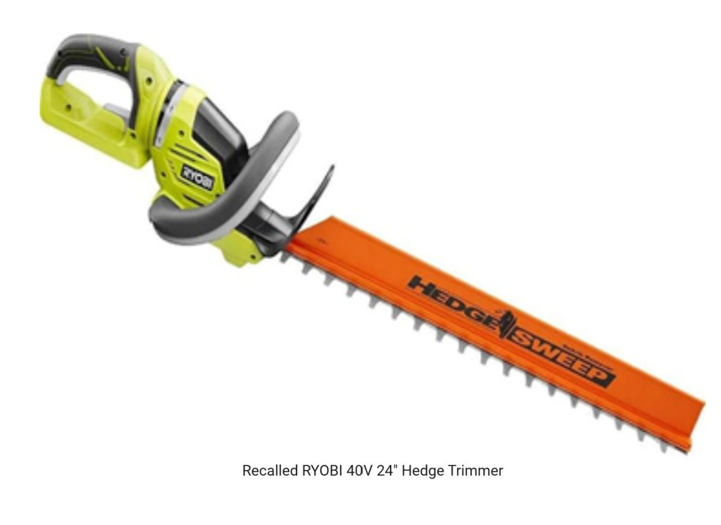 RYOBI hedge trimmer turned on